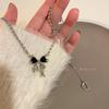 ¡Que onda chica! Collar con borlas de circonita y lazo, diseño de nicho, accesorios con sentido de internet, popular, chica atractiva, personalidad, cadena de suéter