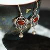 Set de Anillo y Aretes para Mujer con Personalidad Antigua en Vivo, Diseño de Piscis Ruyi Tallado Vintage