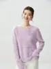 Textura de punto delicada_Suéter de cachemira con jacquard hueco de cuello redondo Otoño e Invierno para mujer Patrón de diamantes francés Suéter de punto suelto, suave y esponjoso