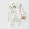 Mameluco de manga larga sin costuras, algodón puro de grado A, estilo coreano, para bebés y niños pequeños, nueva colección de otoño, elegante enterizo para bebés