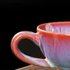 Juego de Taza y Platillo de Café Transfronterizo Cerámica Kiln Change Dibujo de Alambre Estilo Europeo Creativo Espresso Estilo Retro Taza de Té Taza de Desayuno