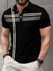 Moda Masculina Casual Transfronteiriça Temu Camisa Polo de Manga Curta Estampada em 3D Primavera, Verão e Outono Novidades Fábrica de Origem Atacado