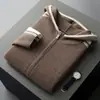 Suéter de lana con cremallera para hombre de otoño e invierno, camiseta base de punto con cuello semi-alto, nuevo cárdigan grueso para traje, suéter casual
