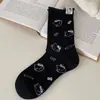Calcetines Temáticos de Gatos para Mujer, Primavera y Otoño, Algodón Puro, Calcetines de Media Pantorrilla, Calcetines Largos Lindos de Dibujos Animados Estilo Japonés, Calcetines de Invierno Arrugados con Borde Enrollado