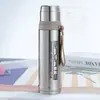 Termo de Acero Inoxidable Grande de Forma de Bala, Vaso de Agua Portátil para Hombres y Mujeres, Botella de Agua para Deportes al Aire Libre con Logo Impreso