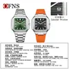 Reloj Ofns Cuadrado Esfera Grande para Hombre Correa de Silicona Tendencia Deportiva Resistente al Agua Reloj de Cuarzo Calendario Luminoso Reloj de Moda
