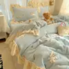 Estilo INS juego de ropa de cama de invierno de terciopelo de leche de cuatro piezas con encaje más terciopelo funda de edredón sábana falda de cama juego de tres piezas 4 ropa de cama
