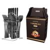 Conjunto de talheres de aço inoxidável 24 peças caixa colorida talheres para quatro refeições principais 6 pessoas suporte de metal caixa de presente preta