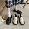 Sapatos Femininos Lefu de Camada Única com Solado Grosso Estilo Francês de Nicho Novos para o Verão 2022 Versáteis Sapatos Pequenos de Couro Estilo Britânico com Salto