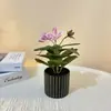 Ficus Lyrata Transfronteiriço com Flores em Fundo Preto e Fio Dourado Planta em Vaso Estilo Nórdico Casa Sala de Estar Mesa de Escritório Flor Artificial Falsa Ornamento de Bonsai