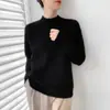 Nuevo Suéter de Lana 100% Pura Otoño e Invierno 2025 para Mujer, Cuello Alto Medio, Suéter Holgado, Camisa de Punto Trenzado para Capas