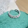 Anel Aberto de Folha Totalmente Cravejado com Zircônia Estilo Minimalista Ins Japonês e Coreano Anel de Personalidade de Nicho Ultra-Fada Exquisito de Alta Qualidade