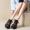 Zapatos de Cuero con Cordones Estilo Británico y Suela Gruesa, Nuevos Zapatos de Verano para Mujer con Aumento Interno de Altura, Mocasines de Malla Hueca Transpirables y Versátiles