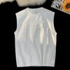 Camiseta sin mangas para hombre chaleco estilo americano marca de moda holgado chaleco gamuza rufián estilo guapo letras estampado acero ropa de verano