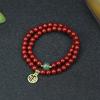 Pulsera de Cinnabrio Natural de Dos Círculos al por Mayor, con Perlas de Arena Púrpura Dorada Hechas a Mano, Pulsera de Cinnabrio de Alta Gama con Palabras de Bendición, Joyería de Verano para Mujer