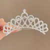 Corona Tiara Princesa Infantil con Incrustaciones de Diamantes Peine Corona para Niña Pequeña Regalo de Cumpleaños Accesorio para el Cabello de Alta Gama Elegante para Niñas