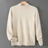 Nuevo Suéter de Lana para Hombre de Cuello Medio Alto Casual Otoño Invierno Holgado Jersey Capa Base Ropa de Punto Cálida Venta al por Mayor Transfronteriza