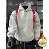 Moletom com Capuz Grosso e Forro de Fleece Pesado para Homens, Estilo Americano de Inverno Versátil de Manga Longa Jovem Quente Solto Pulôver Jaqueta