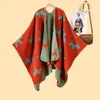 Chal de estilo coreano para mujer, patrón de dibujos animados simple, con abertura, otoño e invierno, engrosado, cálido, capa tipo cárdigan de jacquard, venta caliente transfronteriza, nuevo