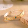Producto de Plata Auténtico: Pulsera de Plata Pura 999.9 Chapada en Oro con Calabaza de Resina Estilo Palacio Filigrana Tejida Moda Brazalete Abierto