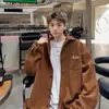 Camisa retro de pana estilo americano, top casual holgado de manga larga de moda para hombre otoño/invierno, camisa con estampado de letras, ropa exterior para hombre