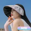 Sombrero de Concha Estilo Celebridad de Internet para Mujer, Sombrero de Sol de Verano con Protección UV y Ala Ancha, Sombrero de Sol de Color Degradado con Parte Superior Abierta