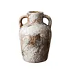 Vaso de Cerâmica Estilo Wabi-Sabi Retrô para Entrada de Casa, Gabinete de TV, Pote Manchado de Grés Antigo, Decoração para Arranjo de Flores de Pousada, Enfeites