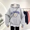 Sudadera con capucha a precio real para mujer, forrada de vellón, gruesa, para otoño e invierno, nueva chaqueta holgada de talla grande con estampado de letras de estilo coreano.
