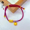 Estilo Igual a Xiaohongshu Dorado Chapado Dios Amarillo de la Riqueza Hilo Rojo Encanto de Caballo Pulsera Tejida Pulsera al por Mayor