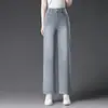 Jeans Rectos Cortos Grises 2009 Verano Delgados Pantalones para Mujer de Mediana Edad Simples Versátiles Elásticos Casuales para Mediana Edad y Personas Mayores