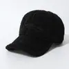 Gorra de Béisbol Bordada de Sherpa Sintético Nueva Moda Otoño e Invierno para Mujeres con Circunferencia de Cabeza Grande, Gorra Gruesa y Cálida de Pico de Pato para Hombres