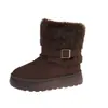 Botas de Nieve Gruesas de Suela Gruesa para Mujer Talla Grande Invierno 2025 Transfronterizas Forradas de Felpa Engrosadas Cálidas Moda Versátil Cuello de Gamuza para Mujer