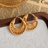 Pendientes de Paja Hechos a Mano Estilo Resort, Pendientes de Ratán con Ambiente de Playa Marina, Accesorios para Orejas Estilo Bohemio de Nicho