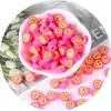 Fatias Coloridas de Argila Macia Desenhos Animados de Frutas Letras em Inglês Perfuradas Conjunto de Argila Macia Material de Argila Macia para Pulseira