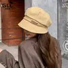 Chapéu de Pescador Outono e Inverno Coreano Novo Estoque de Fábrica Versátil com Temperamento Boina Octogonal Chapéu Bucket Cor Sólida Emagrecimento Facial