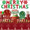 Conjunto de Suprimentos para Festa de Natal Mais Vendido da Amazon: Conjunto de Louça Festiva, Toalha de Mesa, Pratos de Papel, Bandeirinhas, Decorações de Festa