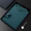 Novedad Otoño e Invierno Tejidos de Cachemir para Hombre 100% Cachemir Puro Tejido de Cuello Alto Medio Prenda Base Tejida Tejido Casual de Negocios Tejido