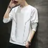 [Envío Rápido] Camiseta de manga larga de peso pesado de 220 g, capa base unisex para primavera y otoño, color liso, blanco, corte holgado, cuello redondo