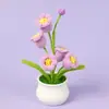 Flores de Lirio del Valle Artificiales Tejidas de Lana Transfronterizas Terminadas en Maceta Souvenir Regalo para Maestro Madre Día del Maestro Madre Adornos