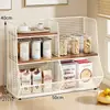 Estante de Almacenamiento de Escritorio de Gran Capacidad y Estante de Almacenamiento de Tazas por Niveles, Gabinete Lateral, Gabinete Multifuncional de Almacenamiento de Tazas de Té para la Sala de Estar
