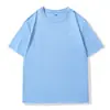 Camisa casual fina e moderna de verão, gola redonda, corte solto, fresca, de algodão, manga curta, para esportes ao ar livre, com estampa em inglês, atacado de fábrica