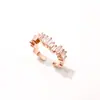 [56] Moda Europeia e Americana Acessórios de Cobre Exquisitos Brilhantes Broca Retangular Abertura Irregular Anel em Forma de C