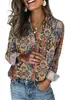 Camisa Feminina Europeia e Americana Solta com Lapela Manga Longa de Botão Único Temperamento Casual Versátil para o Dia a Dia