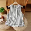 Ropa de Mujer de Gama Alta con Descuento Dongdaemun Chaleco de Rayas Verticales Top Delgado 2025 Verano Coreano Camisa Base Holgada para Mujer