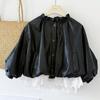 Jaquetas Femininas para Primavera e Outono, Nova Moda Estilo Coreano, Jaqueta de Couro Patchwork com Detalhe de Renda, Dropshipping Transfronteiriço