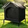 Refugio cerrado para exteriores para gatos callejeros, cálido e impermeable para el invierno, una casa escondite para gatos para protegerlos del frío, adecuado para todas las estaciones, también adecuado para perros
