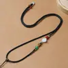 Colar Cordão Pingente Assimétrico Artesanal Pingente de Jada e Cera de Abelha Cordão Colar Pingente de Ágata Cordão Colar para Homens e Mulheres