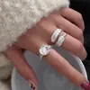 Anéis Empilháveis de Pena Doces para Mulheres, Anéis Abertos Geométricos Transparentes Exquisitos de Luxo Leve, Anéis para Dedo Indicador de Design de Nicho Tendência