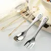 Juego de Palillos, Cuchara y Tenedor para Niños Acero Inoxidable 316 Cuchara Yuanbao Palillos de Entrenamiento para Comer Bebé Vajilla Portátil Linda