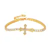 Europa e América Venda Quente Nova Moda Ouro Rosa Coração Zircônia Pulseira Simples Cobre Incrustado Diamante Pulseira de Punho Feminina
